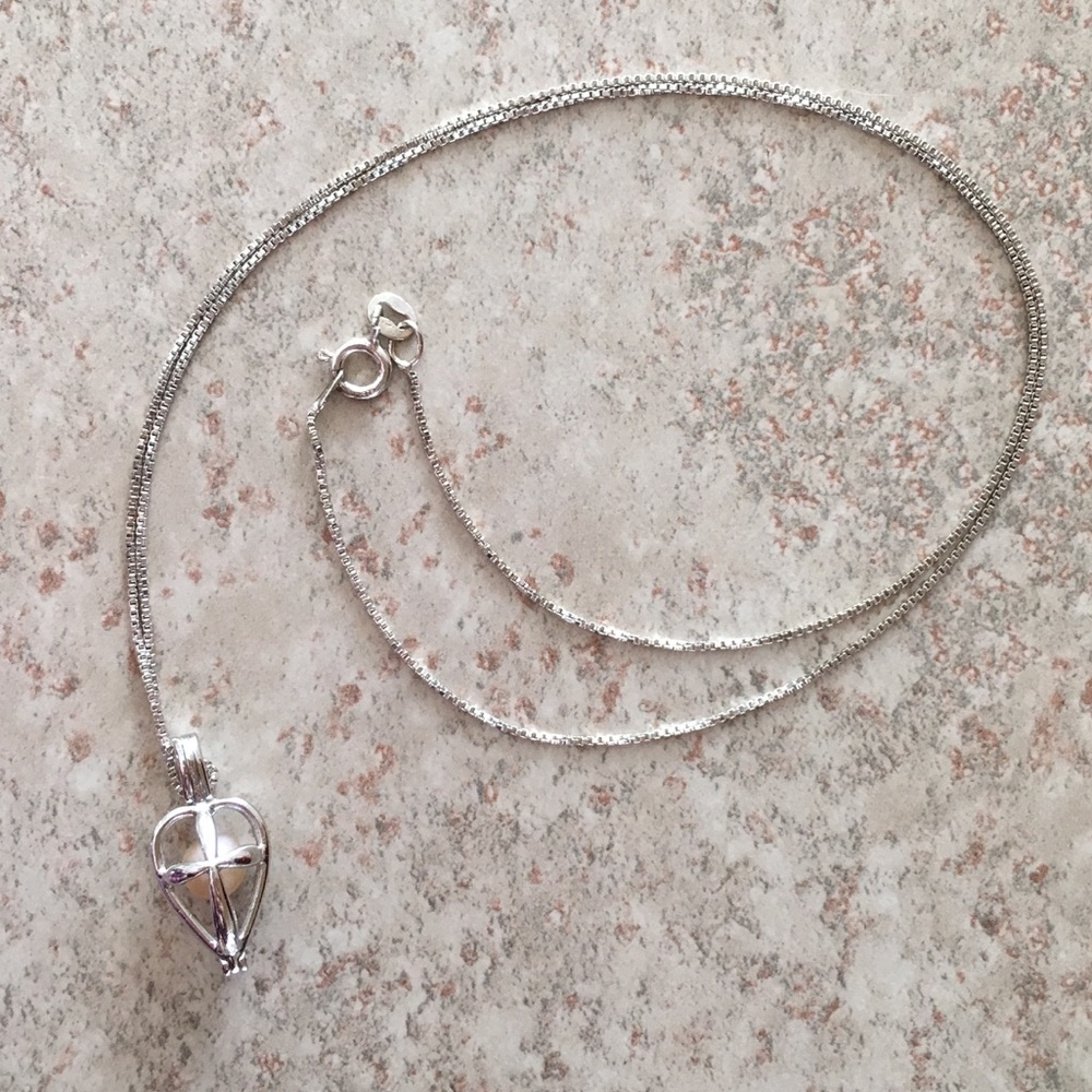 Genuine Cream Pearl and Sterling Silver Necklace